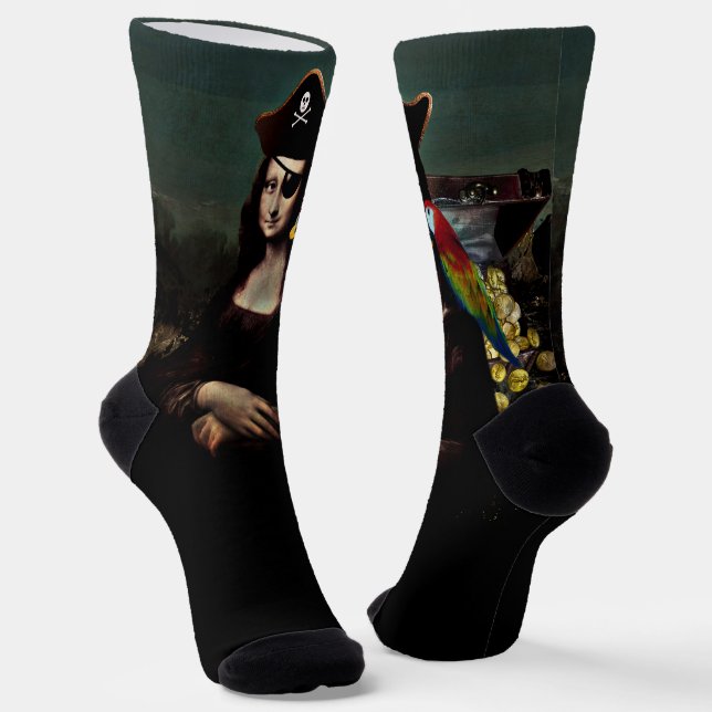 Pirate Mona Lisa mit Augenpflaster Socken (Gewinkelt)