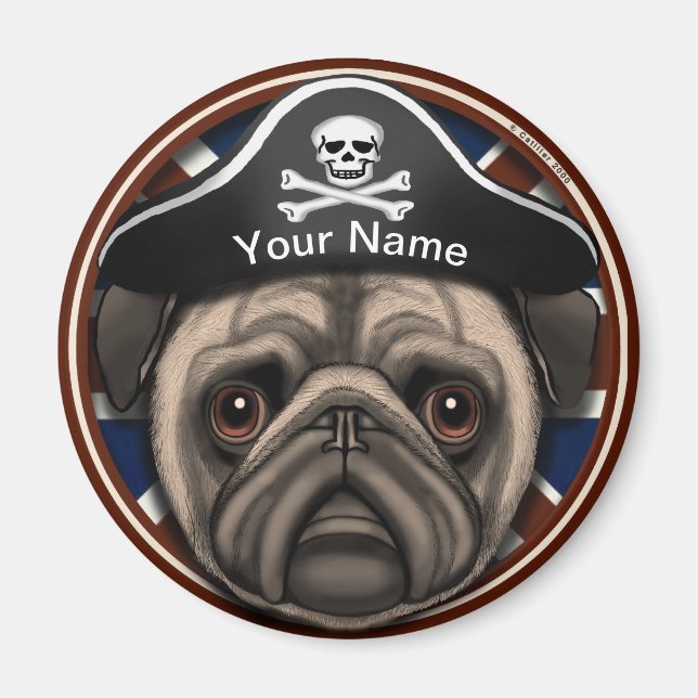 Pirate Mops Magnet (Vorne)