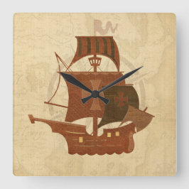 Pirate Mystery Ship Quadratische Wanduhr