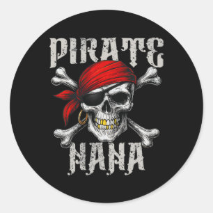 Pirate Nana Piratenflagge Flag und Skull Crossbone Runder Aufkleber