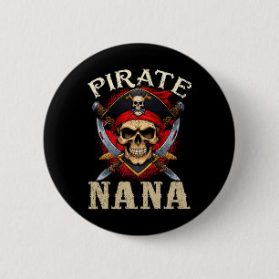 Pirate Nana Skull Piratenflagge Halloween Pirate F Button