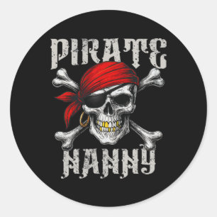 Pirate Nanny Piratenflagge Flag und Skull Crossbon Runder Aufkleber