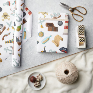 Pirate Nautic Icons Geschenkpapier