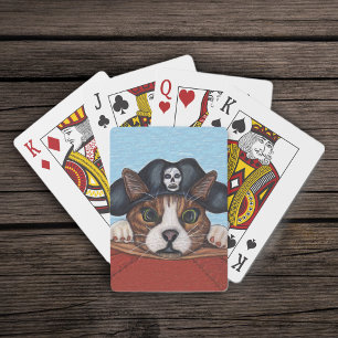 Pirate Niedlich überrascht Braunstreifen Katze Spielkarten