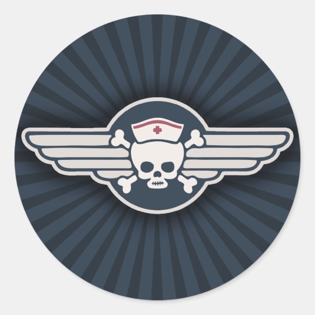 Pirate Nurse Wings III Runder Aufkleber (Vorderseite)