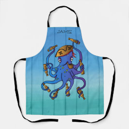 Pirate Octopus Drink Rum Funny Nautical Schürze