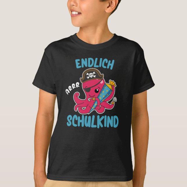 Pirate Octopus Einschulungsschule Kinderschule T-Shirt (Vorderseite)