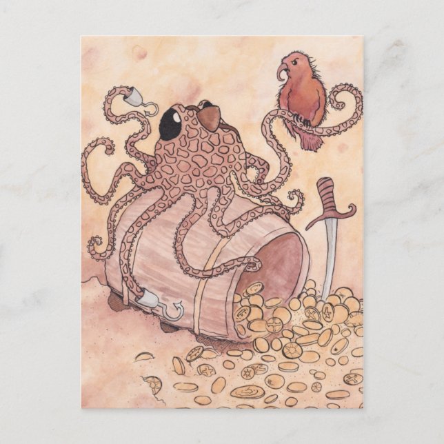 Pirate Octopus Postkarte (Vorderseite)