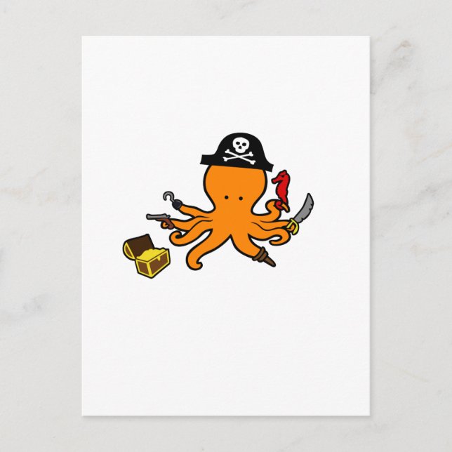 Pirate Octopus Postkarte (Vorderseite)