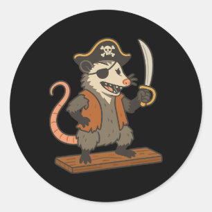 Pirate Opossum Funny Halloween Kostüm Possum Liebe Runder Aufkleber