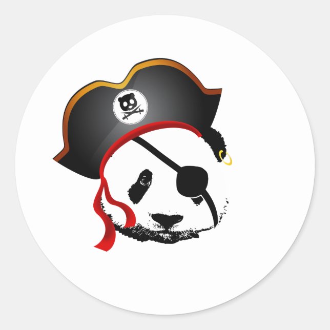 Pirate Panda Runder Aufkleber (Vorderseite)