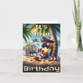 Pirate Parrot Geburtstagskarte - Tropical Fun Vibe Karte
