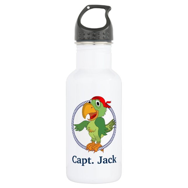 Pirate Parrot Mit Monogramm Nautic Trinkflasche (Vorderseite)