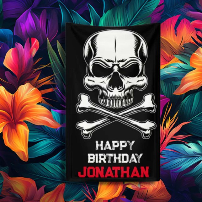 Pirate Party Birthday Ship's Skull Banner (Von Creator hochgeladen)
