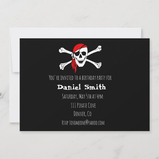 Pirate Party Crossbones Geburtstag Einladung (Vorderseite)