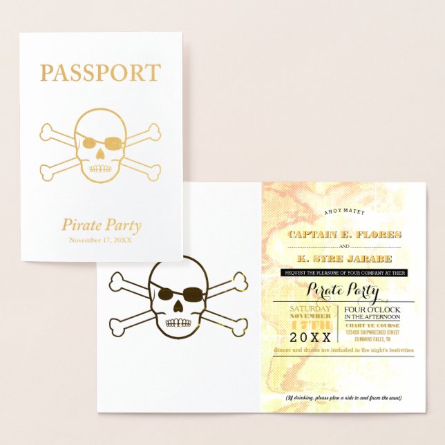 Pirate Party Gold Foil Passport Folienkarte (Anzeige)