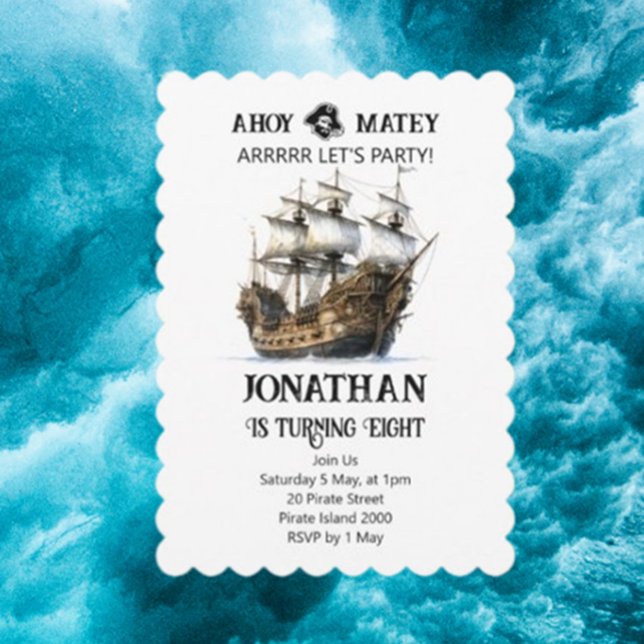Pirate Party Ship Birthday Einladung ( Set sail on an unforgettable adventure—invite friends today!)