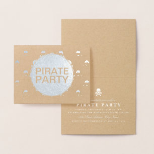 Pirate Party Silver Foil Skull Streifen Folienkarte