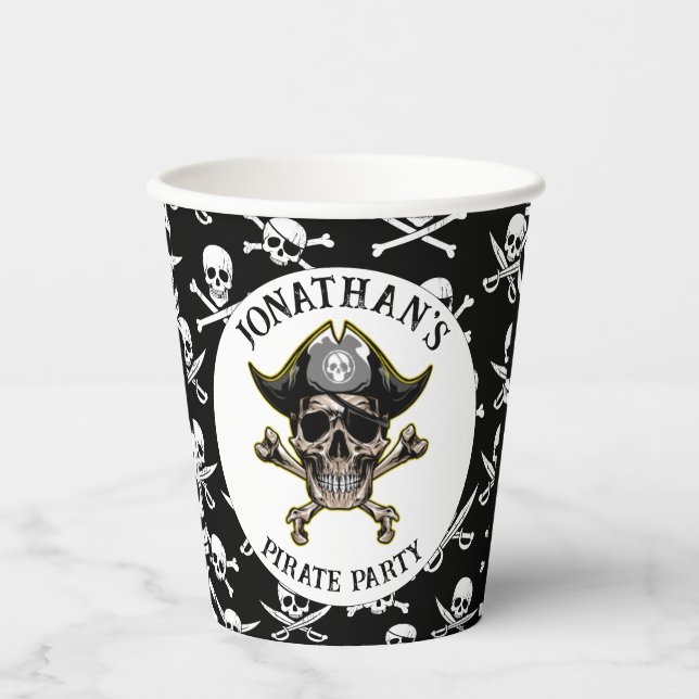 Pirate Party Skull.Cross Bones Pappbecher (Vorderseite)