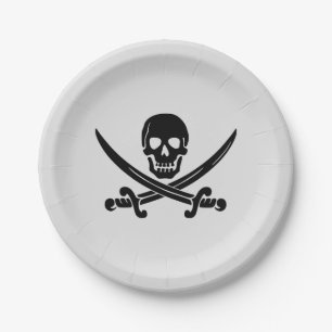 PIRATE PARTY SKULL CROSSBONES Papier Teller