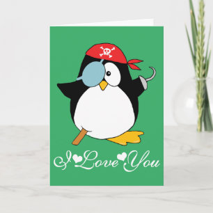 Pirate Penguin Graphic I Liebe Sie Karte