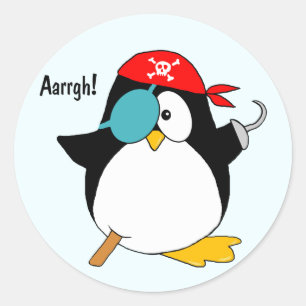 Pirate Penguin Runder Aufkleber