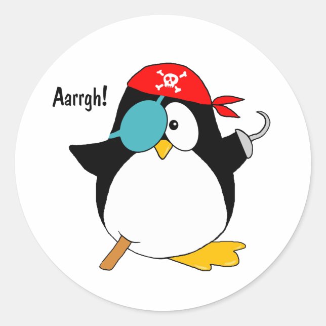 Pirate Penguin Runder Aufkleber (Vorderseite)