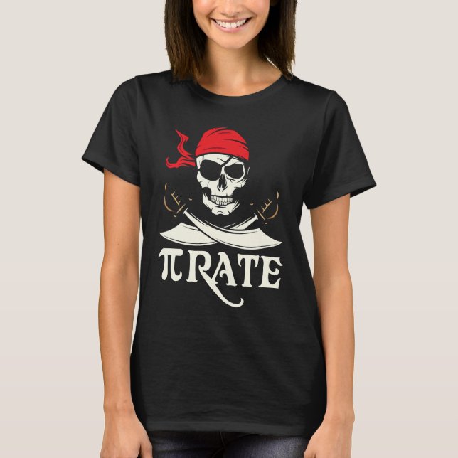 Pirate  Pi Mathematical Skull Captain  Pi Day T-Shirt (Vorderseite)