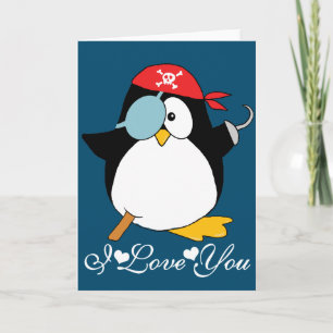 Pirate Pinguin I Liebe You Karte