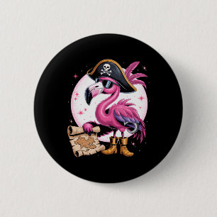 Pirate Pink Flamingo Funny Halloween Party Kostüm Button