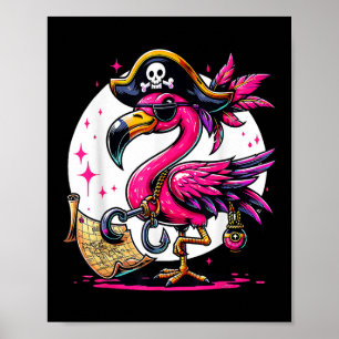 Pirate Pink Flamingo Halloween-Party - Piratenflag Poster