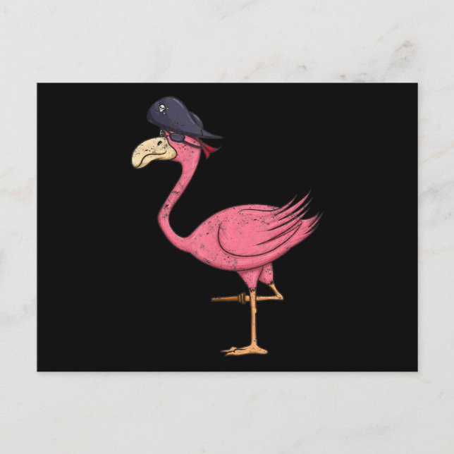 Pirate Pink Flamingo mit Eyepatehalpie Ankündigungspostkarte (Vorderseite)