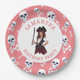 Pirate PINK Girl Skulls Paper Tellers Pappteller