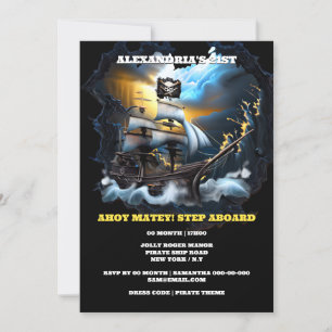 Pirate Piratenflagge Geisterschiff Galeone Einladung