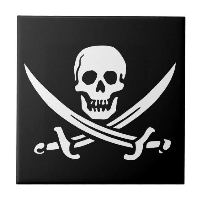 Pirate Piratenflagge Skull Fliese (Vorderseite)