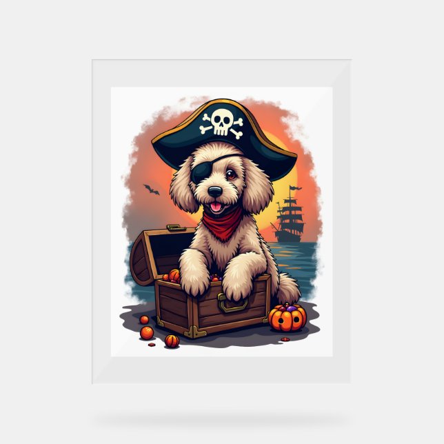 Pirate Poodle Plunder Acrylschild (Vorderseite)