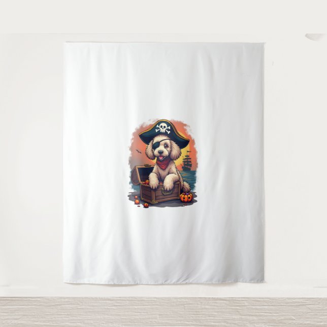 Pirate Poodle Plunder Wandteppich (Vorderseite)