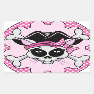 Pirate Princess Kitty Skull Rechteckiger Aufkleber