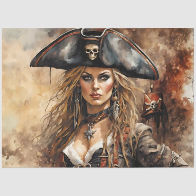 Pirate Queen | Nautical Caribbean Decoupage Paper Seidenpapier (Vorderseite)