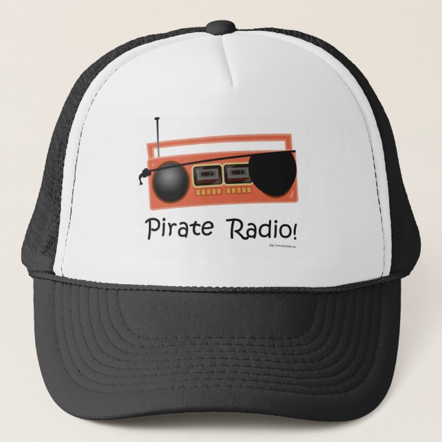 Pirate Radio Funny Music Cartoon Design Truckerkappe (Vorderseite)