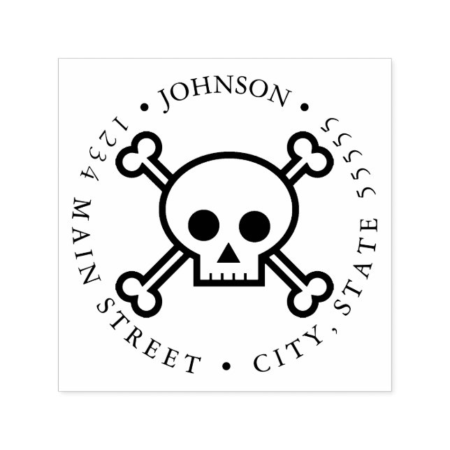 PIrate-Return-Label für menschlichen Schädel und K Permastempel (Design)