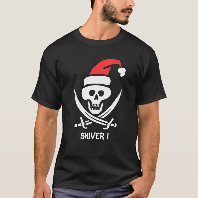 Pirate Santa Edit Text T-Shirt (Vorderseite)