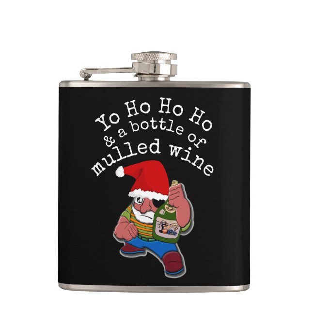 Pirate Santa Mulled Wein Weihnachten Flachmann (Vorderseite)
