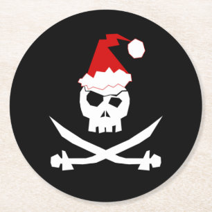 Pirate Santa Round Paper Untersetzer