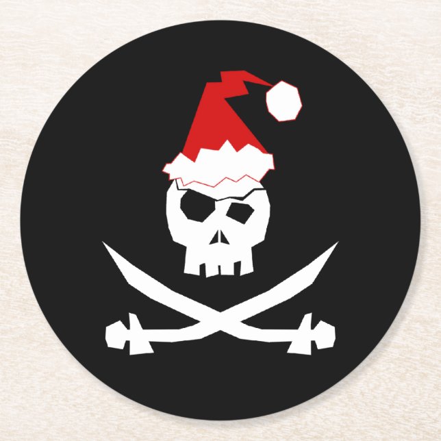 Pirate Santa Round Paper Untersetzer (Vorderseite)