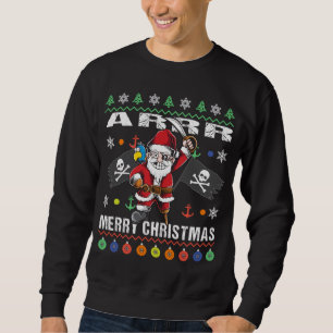 Pirate Santa Tacky Xmas Sweater Ar Frohe Weihnacht Sweatshirt