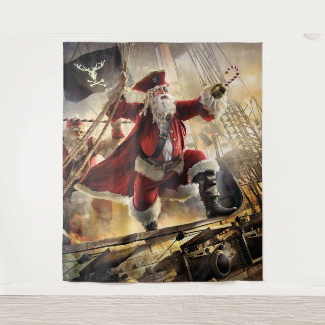 Pirate Santa Wandteppich (Vorderseite)