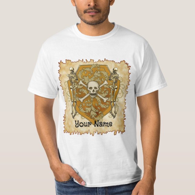 Pirate-Schädel-Schild T-Shirt (Vorderseite)