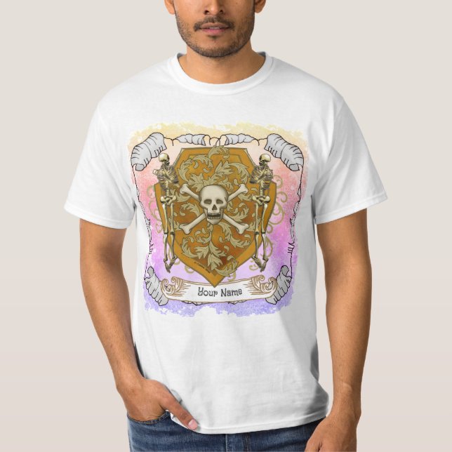 Pirate-Schädel-Schild T-Shirt (Vorderseite)