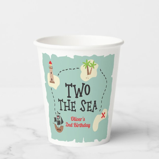 Pirate Schatzkarte 2 das Meer 2. Geburtstag Pappbecher (Vorderseite)
